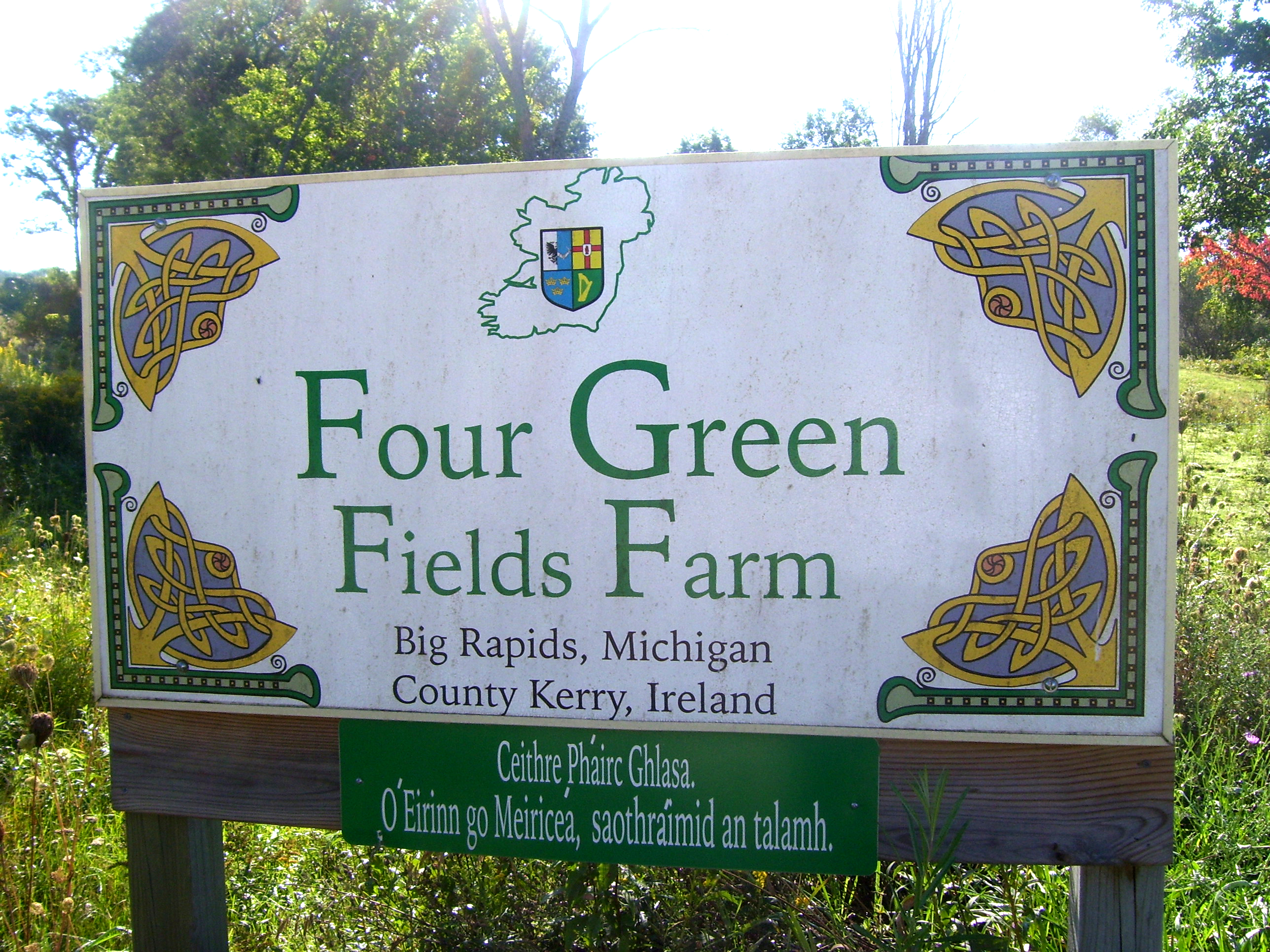 Four Green Fields Enterance Sign